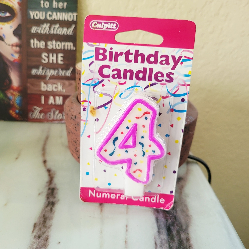 Culpitt Pink Numeral 4 Birthday Candle